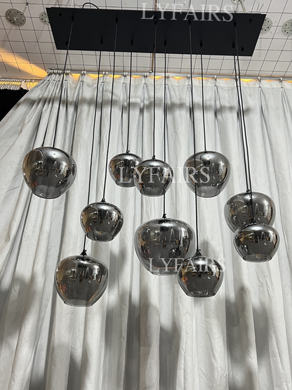 Lampadario in vetro grigio fumé per bar/sala da pranzo