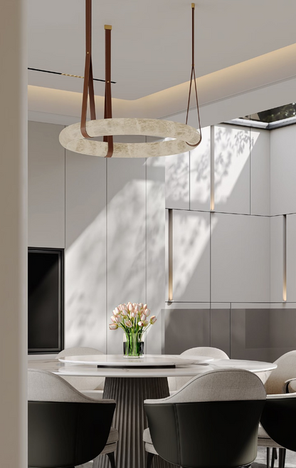 Modern Round Alabaster Chandelier for Living Room/Bedroom/Dining Room