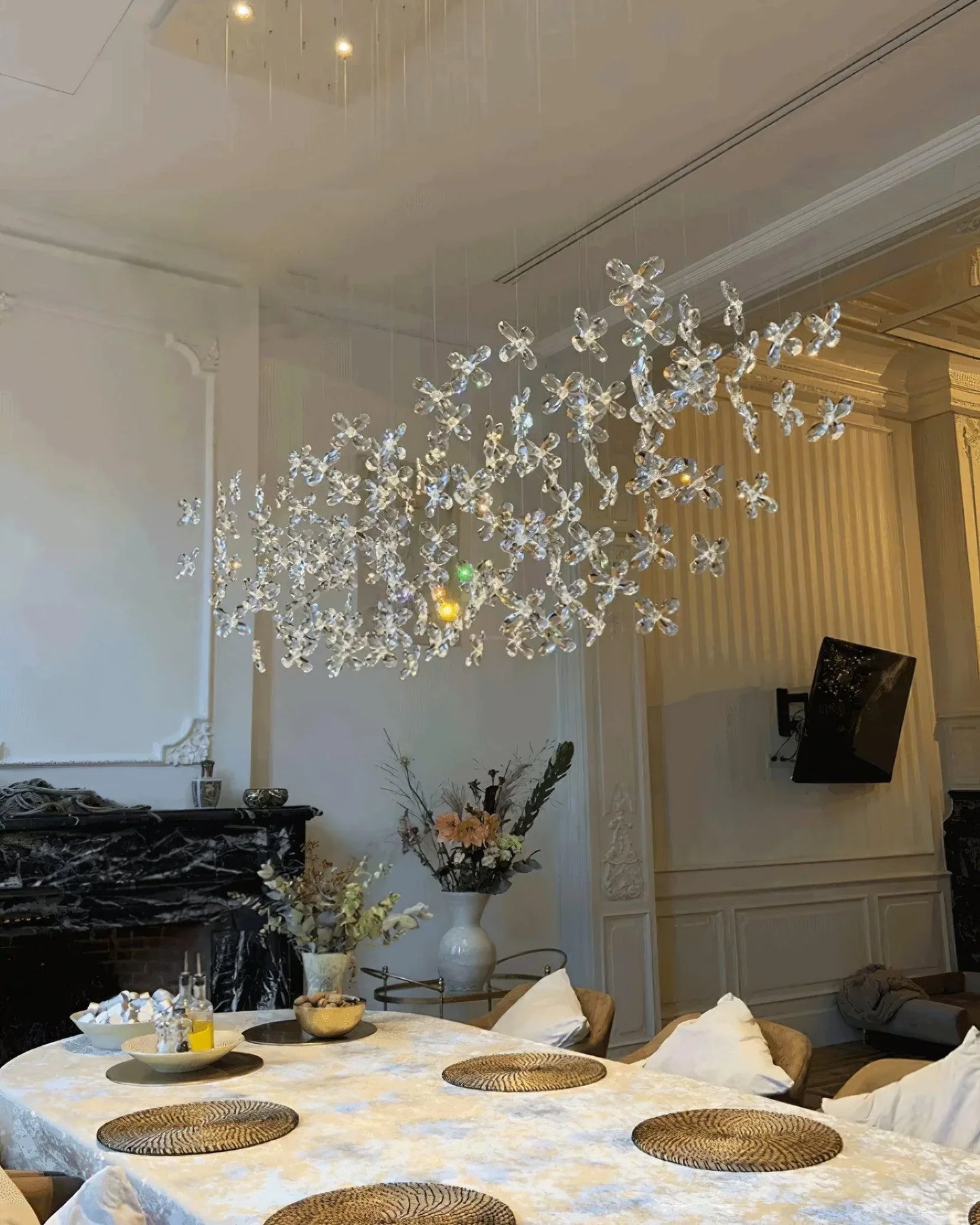 Modern Floating Crystal Flower Chandelier