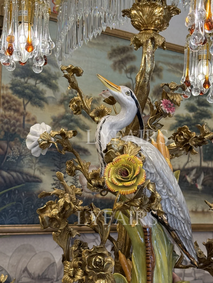 LYFAIRS × FH&Home Avian Melody Chinoiserie Crystal Fringed Table Lamp