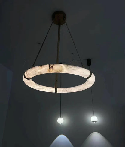 Modern Round Alabaster Chandelier for Living Room/Bedroom