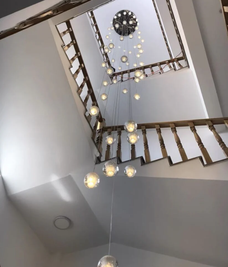 Oversized Nordic Art Round Air Bubbles Pendant Chandelier for Stairs/Spiral Staircase/Hotel Lobby