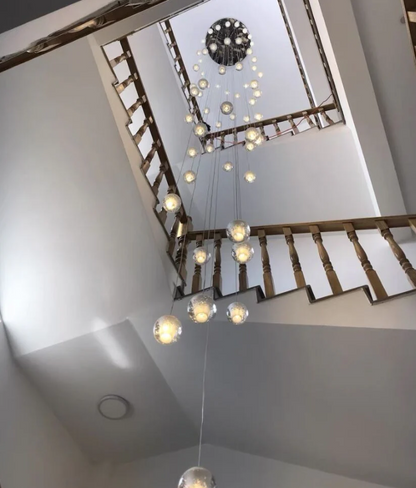 Oversized Nordic Art Round Air Bubbles Pendant Chandelier for Stairs/Spiral Staircase/Hotel Lobby