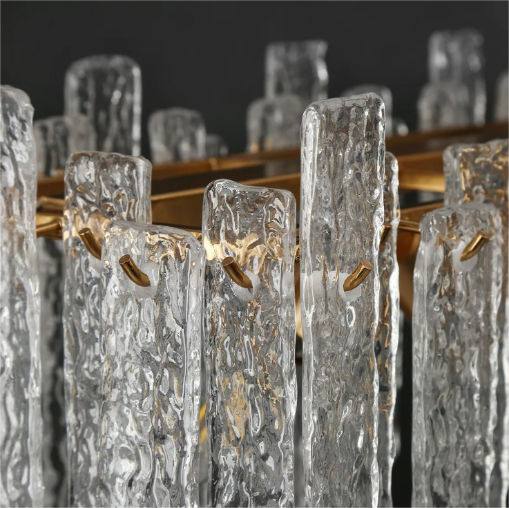 Modern Rectangular Clacier Glass Chandelier for Dining Room