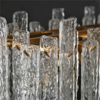 Modern Rectangular Clacier Glass Chandelier for Dining Room