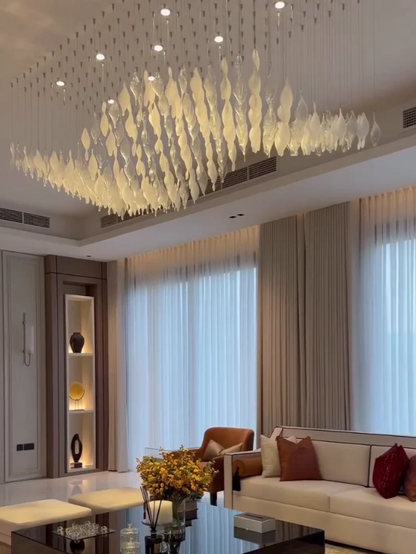 Modern Floating Twisted Glass Leaves Chandelier for Living Room