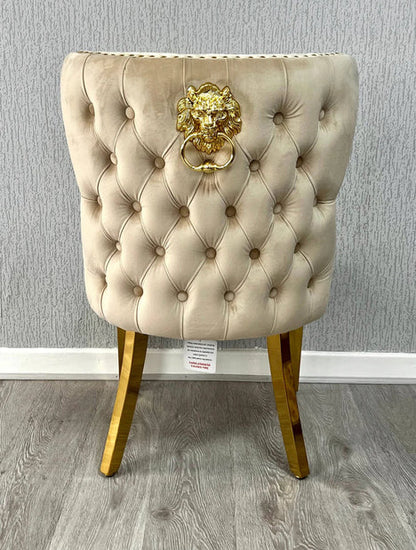 Luxury Velvet Dining Chair in Gold/Chrome Finish Color
