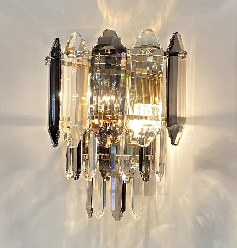 Modern Smoked&Clear Crystal Wall Lamp