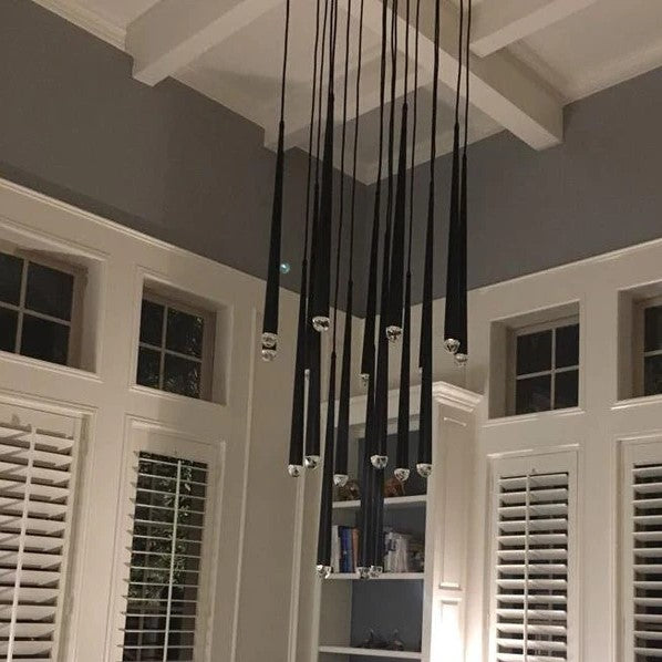 Minimalist Staircase Ceiling Lighting Fixture Foyer Pendant Chandelier In Gold Brass Finish
