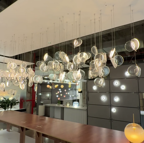 Modern Floating Chips Glass Chandelier for High Ceiling/Dining Room