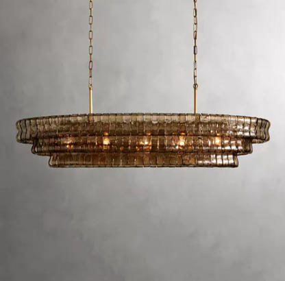 Modern Oval Clear/Smoky Gray Glass Chandelier for Low-ceiling