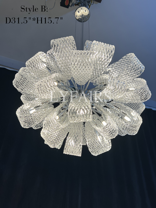 Lampadario a sospensione in vetro con bouquet di fiori in stile postmoderno per soggiorno/sala da pranzo/camera da letto