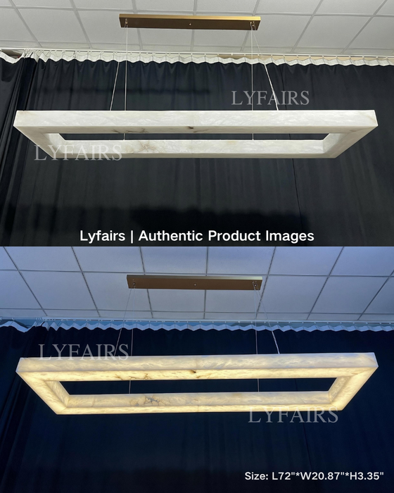 Lustre rectangulaire moderne en albâtre pour salle à manger