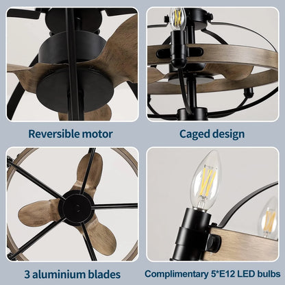 Modern Farmhouse Rustic Ceiling Fan Light Chandelier