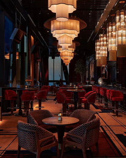 Modern Tiered Wave-edge Fabric Chandelier for Hotel/Restaurant/Living Room