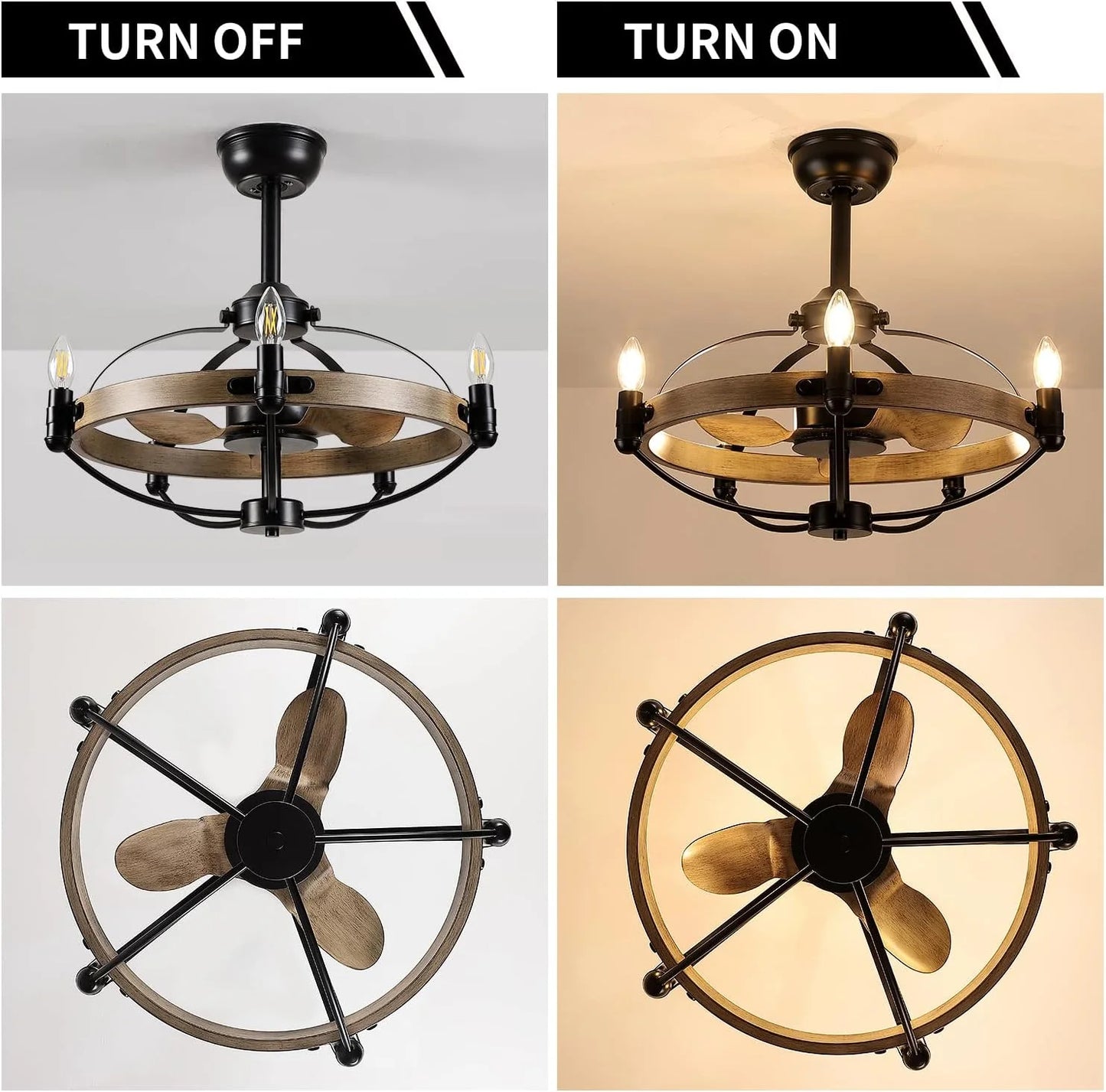 Modern Farmhouse Rustic Ceiling Fan Light Chandelier