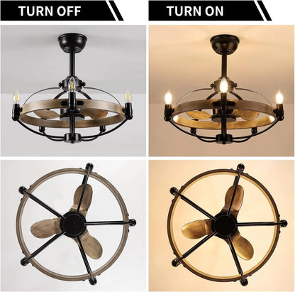 Modern Farmhouse Rustic Ceiling Fan Light Chandelier