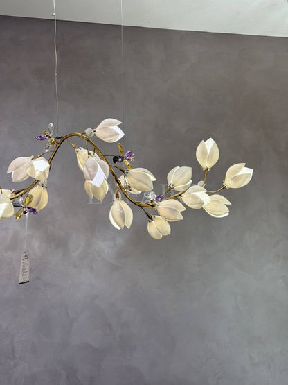 Lustre linéaire en céramique Mangolia, design créatif, pour chambre, salon, salle à manger ou îlot de cuisine 