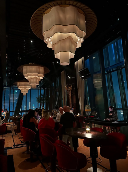 Modern Tiered Wave-edge Fabric Chandelier for Hotel/Restaurant/Living Room