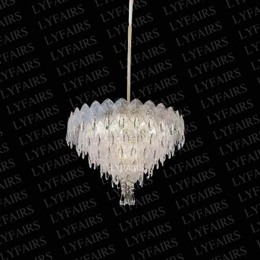 Lustre moderne en cristal et coquillage en forme de goutte d'eau pour plafond bas