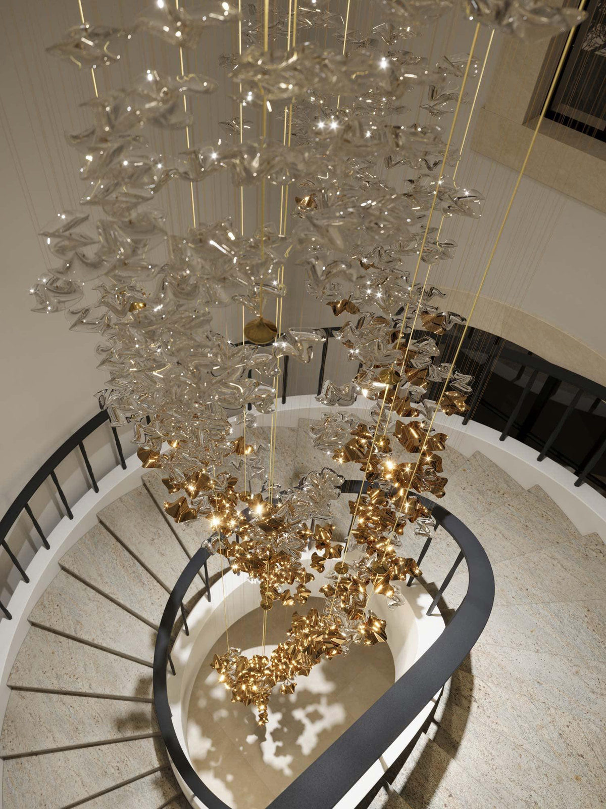 Modern Floating Starfish Glass Chandelier for High Ceiling /Hotel/Restaurant