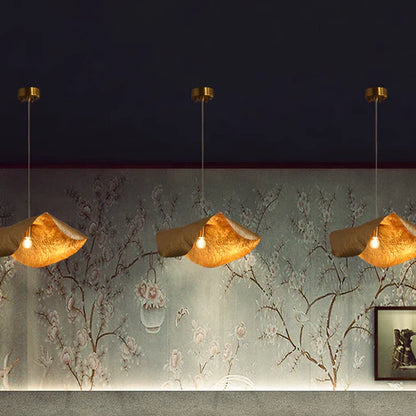Postmodern Withered Leaf Parlor Pendant Lighting Fixture in Brass