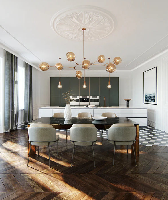 Extra Large Industrial Fashion Branch Multiple Glass Pendant Chandelier for Living/Dining Room