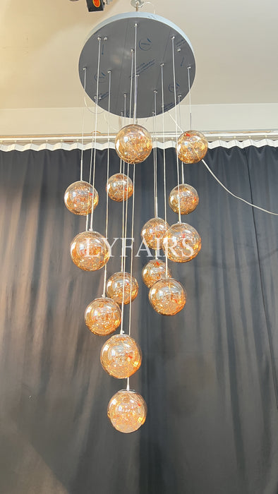 Lustre moderne en forme de globe étoilé pour hall d'entrée, boule en verre transparent, luminaire décoratif pour salon