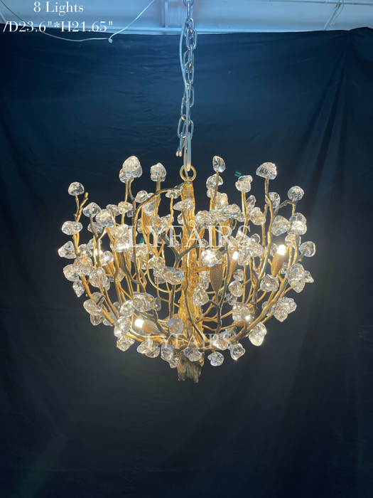 Lampadario da soffitto con pendente in cristallo e rami in ottone per soggiorno/sala da pranzo/ingresso
