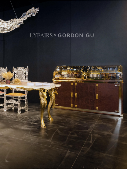 LYFAIRS x GORDON GU Western Bronze Deer Long Dining Table