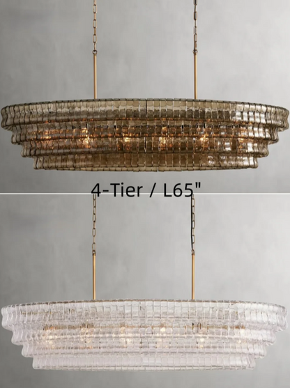 Modern Oval Clear/Smoky Gray Glass Chandelier for Low-ceiling