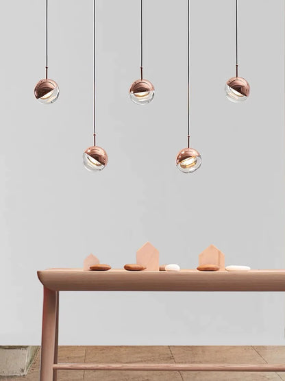 Nordic Simple Globe Pendant Suspension Light in Gold/Rose Gold
