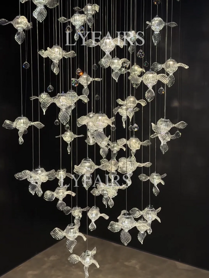 Modern Art Design Propeller-like Crystal Chandelier for Staircase/Villa/Foyer/High-ceiling Space