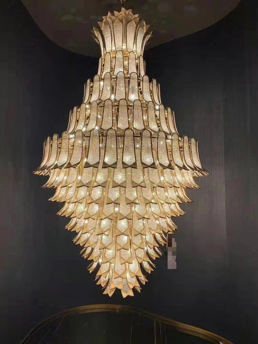 Extra Large Luxury Multi-tier Gold Crystal Chandelier for Stairs/Large High-ceiling Room