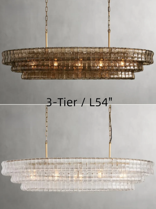 Modern Oval Clear/Smoky Gray Glass Chandelier for Low-ceiling