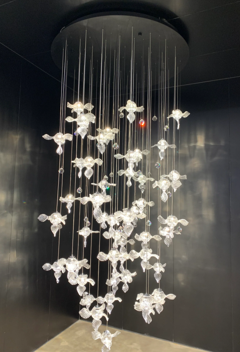 Modern Art Design Propeller-like Crystal Chandelier for Staircase/Villa/Foyer/High-ceiling Space