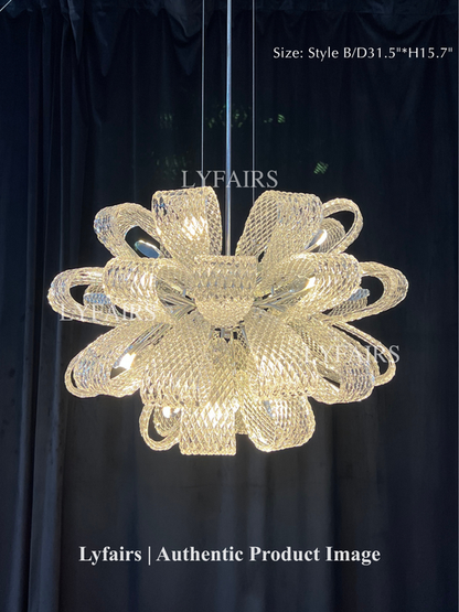 Lampadario a sospensione in vetro con bouquet di fiori in stile postmoderno per soggiorno/sala da pranzo/camera da letto