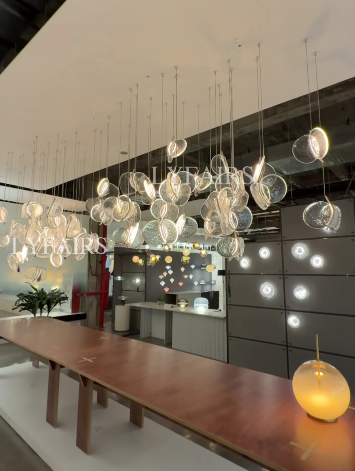 Modern Floating Chips Glass Chandelier for High Ceiling/Dining Room