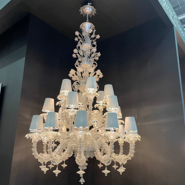Luxury Crystal Flower Chandelier With Lampshade for Living Room/Staircase/Hotel