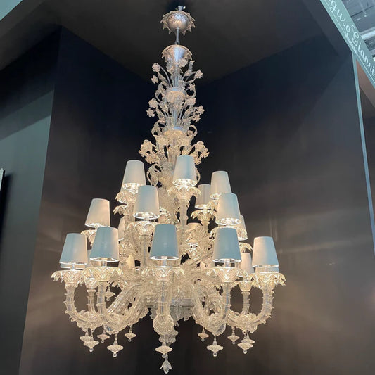 Luxury Crystal Flower Chandelier With Lampshade for Living Room/Staircase/Hotel