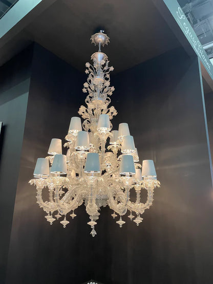 Luxury Crystal Flower Chandelier With Lampshade for Living Room/Staircase/Hotel