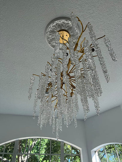 Lampadario a sospensione in cristallo a forma di ghiacciolo, stile ramificato, per sala da pranzo