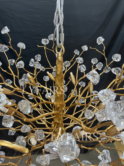 Lampadario da soffitto con pendente in cristallo e rami in ottone per soggiorno/sala da pranzo/ingresso