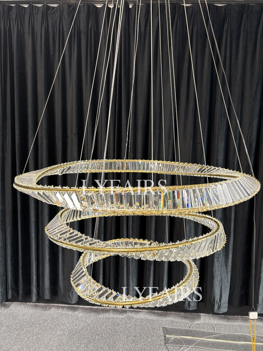 Lampadario di cristallo ad anello, lampada da soffitto di lusso per soggiorno/sala da pranzo, luce per camera da letto
