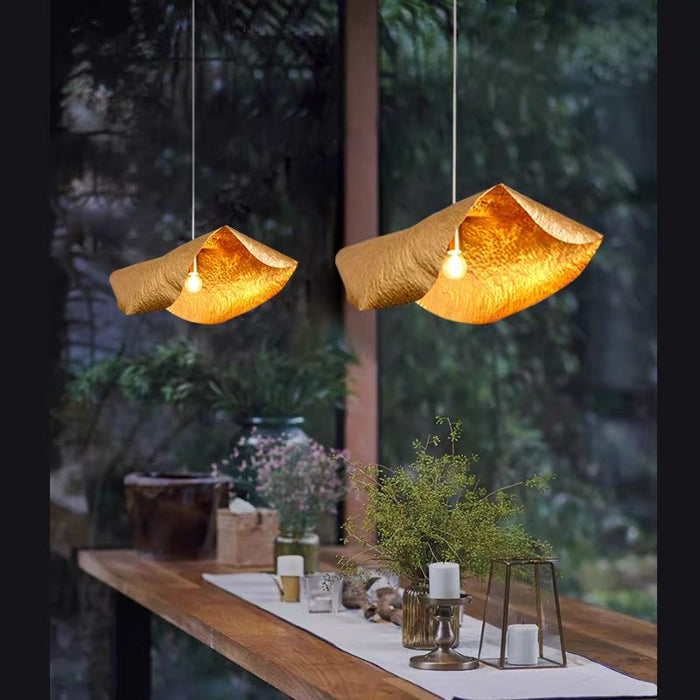 Lampada a sospensione postmoderna a foglia appassita in ottone