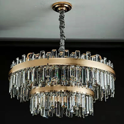 Collection de lustres en cristal ronds/rectangulaires modernes pour salon/couloir/salle à manger/chambre