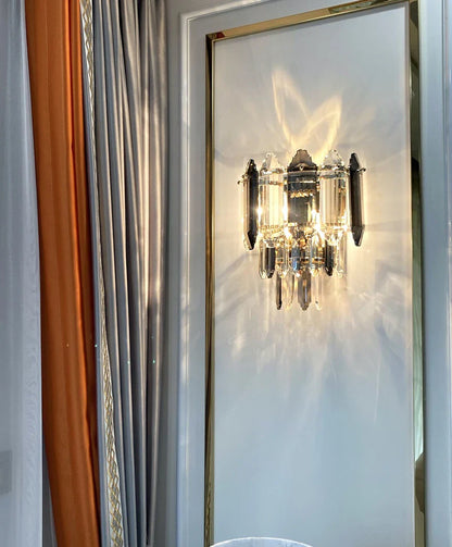 Modern Smoked&Clear Crystal Wall Lamp