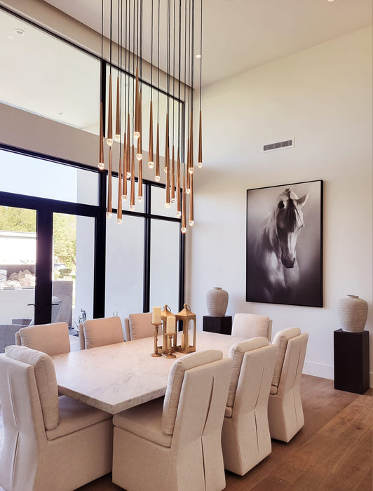 Minimalist Staircase Ceiling Lighting Fixture Foyer Pendant Chandelier In Gold Brass Finish