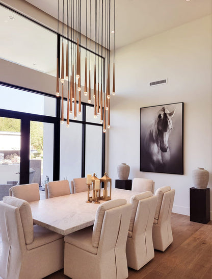 Minimalist Staircase Ceiling Lighting Fixture Foyer Pendant Chandelier In Gold Brass Finish
