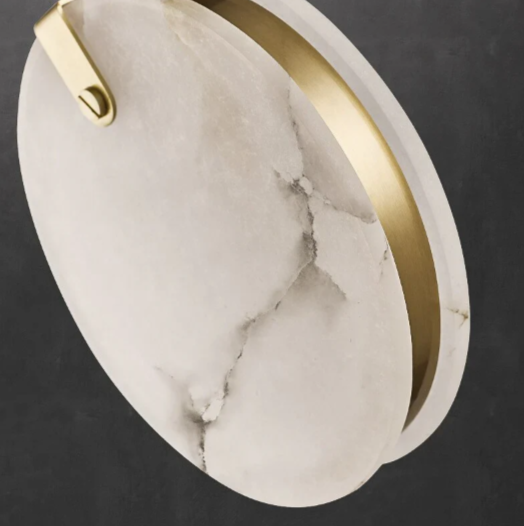 Modern Floating Round Alabaster Chandelier for High Ceiling